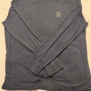 Free Fly Apparel Men's Long Sleeve Tee in Heathered Blue with Cream Logo
